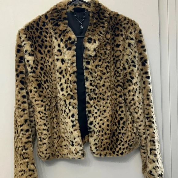 Nicole Miller Brown Teddy Jacket Faux Fur Plush - Picture 1 of 7